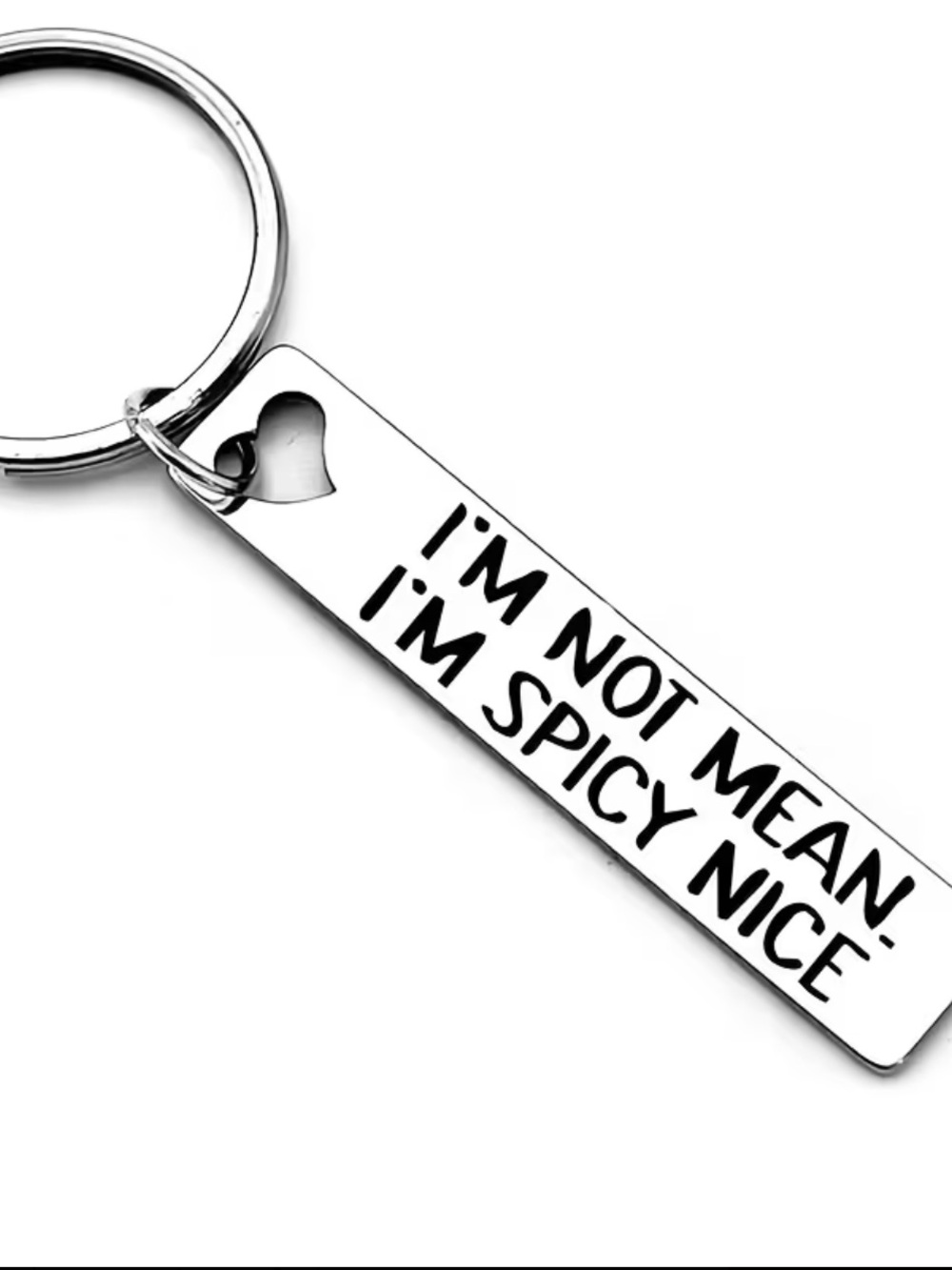 I’m Not Mean I’m Spicy Nice Silver Bar Keychain Funny Sassy Gift New